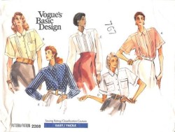 2268 VOGUE LOOSE  COLLAR SS-LS BLOUSE TUCKS OR NOT PATTERN 6-8